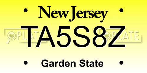 TA5S8Z New Jersey License Plate
