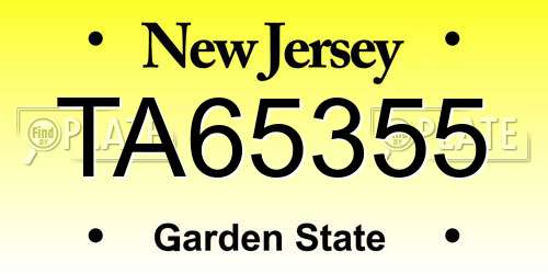 TA65355 New Jersey License Plate