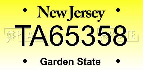 TA65358 New Jersey License Plate