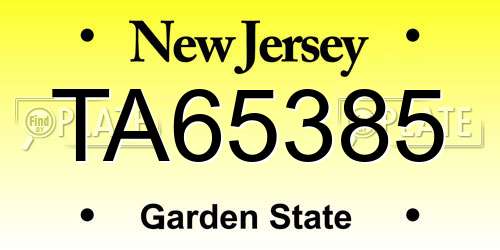 TA65385 New Jersey License Plate
