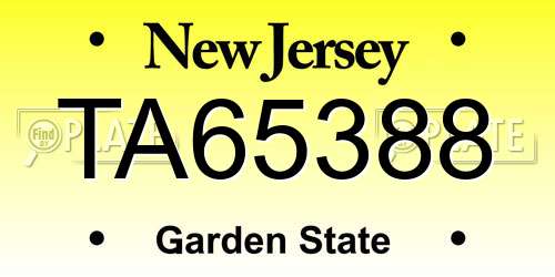 TA65388 New Jersey License Plate
