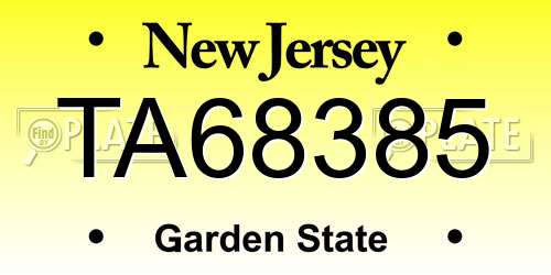 TA68385 New Jersey License Plate