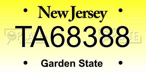 TA68388 New Jersey License Plate