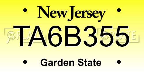 TA6B355 New Jersey License Plate