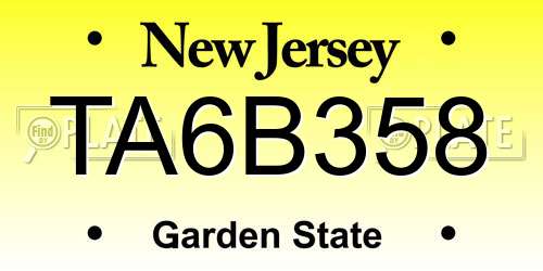 TA6B358 New Jersey License Plate