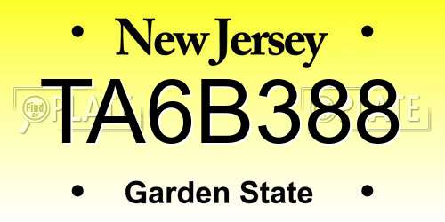 TA6B388 New Jersey License Plate
