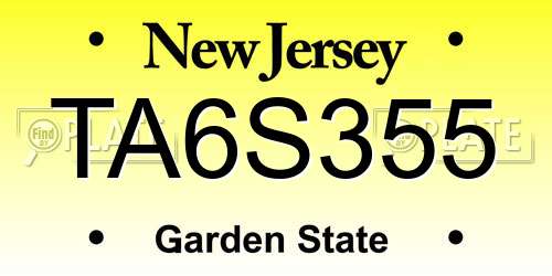 TA6S355 New Jersey License Plate