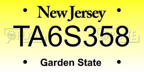 TA6S358 New Jersey License Plate