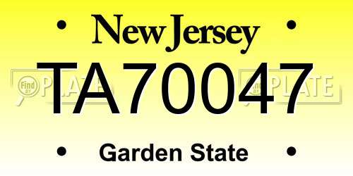 TA70047 New Jersey License Plate