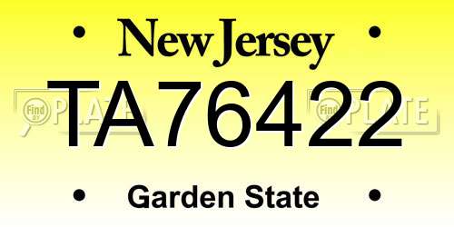TA76422 New Jersey License Plate