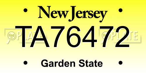 TA76472 New Jersey License Plate