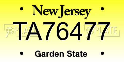 TA76477 New Jersey License Plate