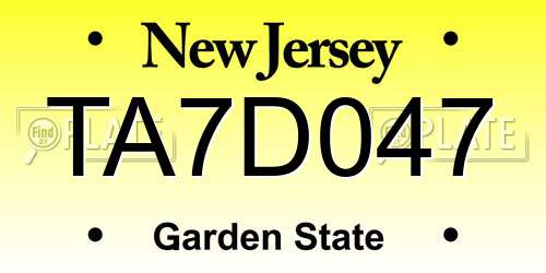 TA7D047 New Jersey License Plate