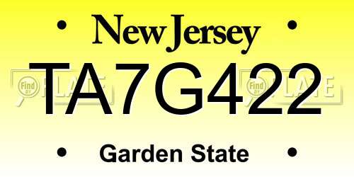 TA7G422 New Jersey License Plate