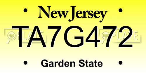 TA7G472 New Jersey License Plate