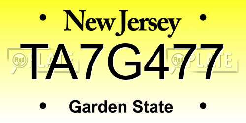 TA7G477 New Jersey License Plate