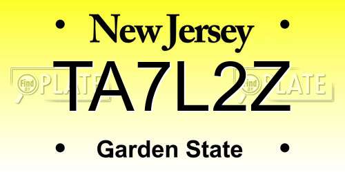 TA7L2Z New Jersey License Plate
