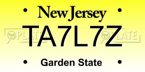 TA7L7Z New Jersey License Plate
