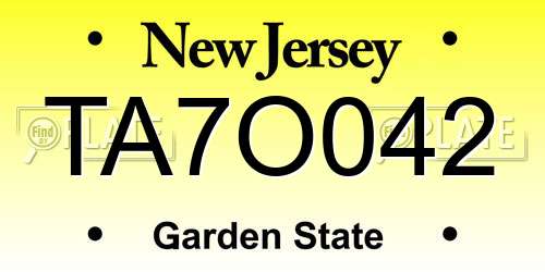 TA7O042 New Jersey License Plate