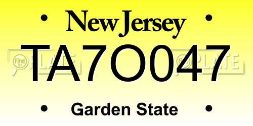 TA7O047 New Jersey License Plate