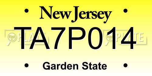 TA7P014 New Jersey License Plate