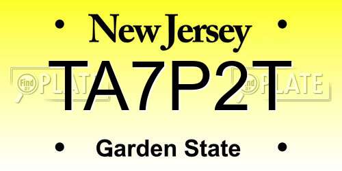 TA7P2T New Jersey License Plate
