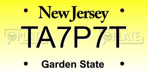 TA7P7T New Jersey License Plate