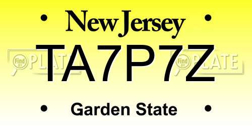 TA7P7Z New Jersey License Plate