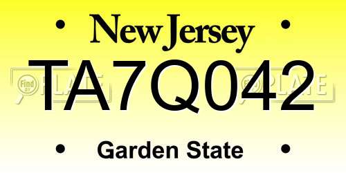 TA7Q042 New Jersey License Plate
