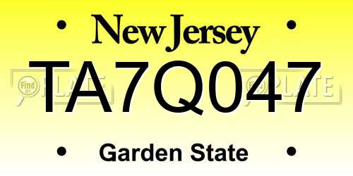 TA7Q047 New Jersey License Plate