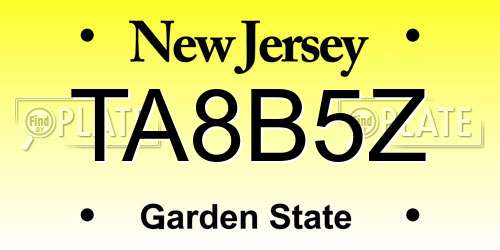 TA8B5Z New Jersey License Plate
