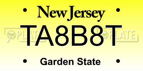TA8B8T New Jersey License Plate