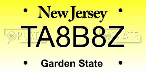 TA8B8Z New Jersey License Plate