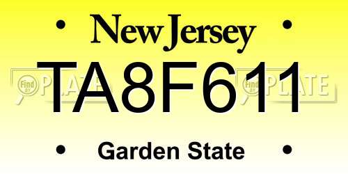 TA8F611 New Jersey License Plate