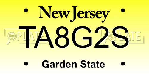 TA8G2S New Jersey License Plate