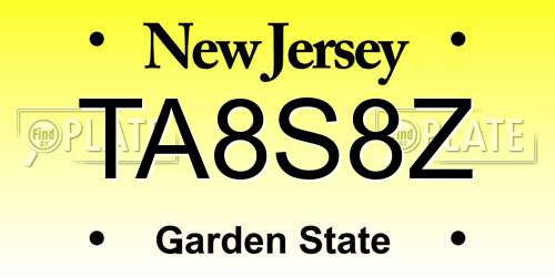 TA8S8Z New Jersey License Plate