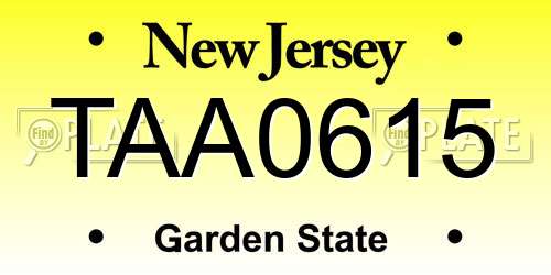 TAA0615 New Jersey License Plate