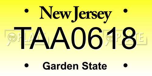 TAA0618 New Jersey License Plate