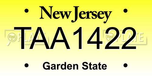 TAA1422 New Jersey License Plate