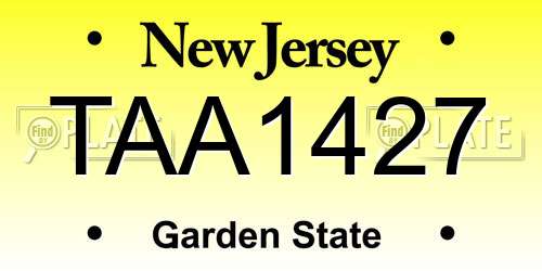 TAA1427 New Jersey License Plate