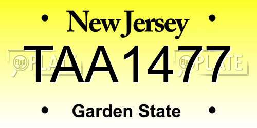 TAA1477 New Jersey License Plate