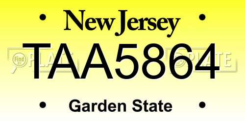 TAA5864 New Jersey License Plate