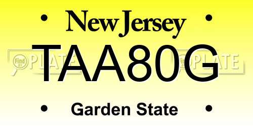 TAA80G New Jersey License Plate