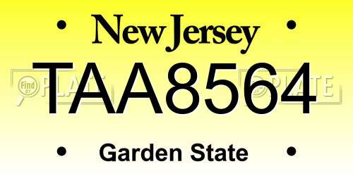TAA8564 New Jersey License Plate