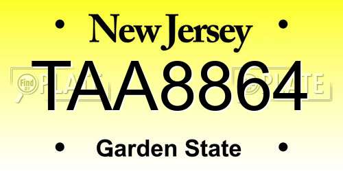 TAA8864 New Jersey License Plate