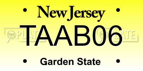 TAAB06 New Jersey License Plate