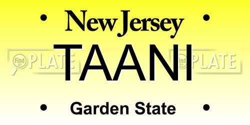 TAANI New Jersey License Plate