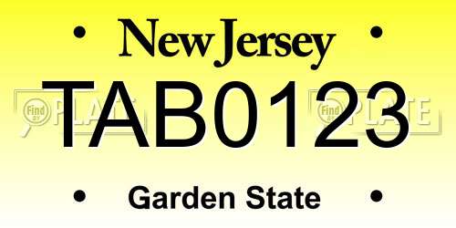 TAB0123 New Jersey License Plate