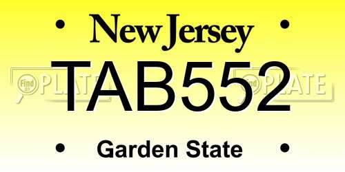 TAB552 New Jersey License Plate