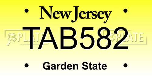 TAB582 New Jersey License Plate